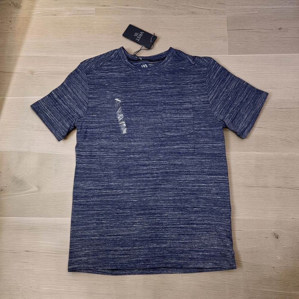 VRST Mens Essential Pocket Tee Darker Ardosia SLT Marble Heather Blue Small NWT